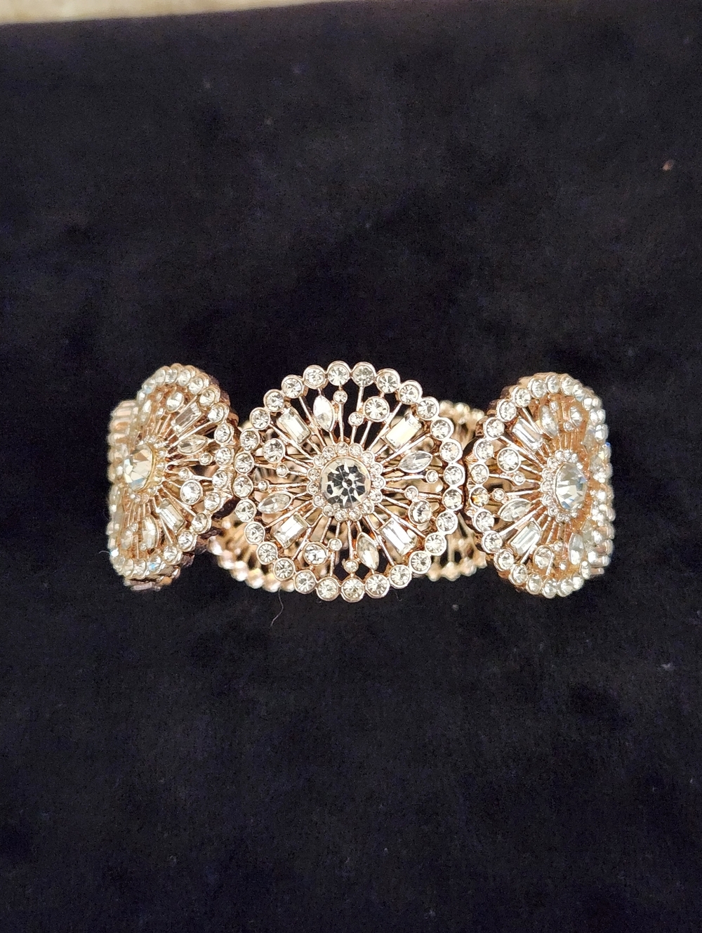 Gold-Tone Crystal Floral Bracelet